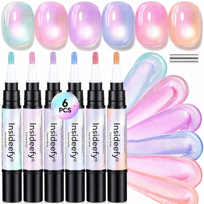 Insideefy® 5-in-1 Gel Nail Polish Pen, Aurora Effect Gel Nail Pen with Base Color