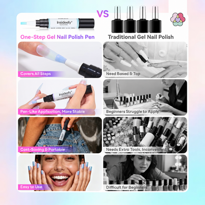 Insideefy® 5-in-1 Gel Nail Polish Pen, Aurora Effect Gel Nail Pen with Base Color