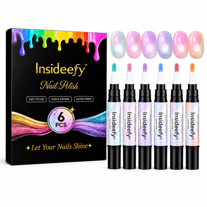 Insideefy® 5-in-1 Gel Nail Polish Pen, Aurora Effect Gel Nail Pen with Base Color