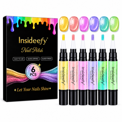 Insideefy® 5-in-1 Gel Nail Polish Pen, Aurora Effect Gel Nail Pen with Base Color