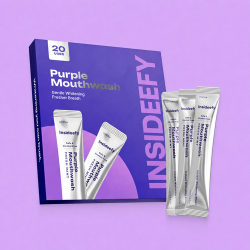 Insideefy-Purple Mouthwash - Sachets 20 Pack - Peroxide-Free - Alcohol Free - Vegan Mint