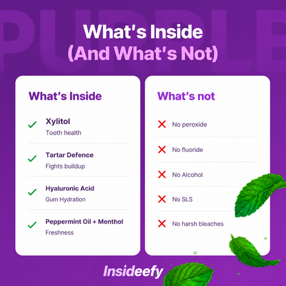 Insideefy-Purple Mouthwash - Sachets 20 Pack - Peroxide-Free - Alcohol Free - Vegan Mint